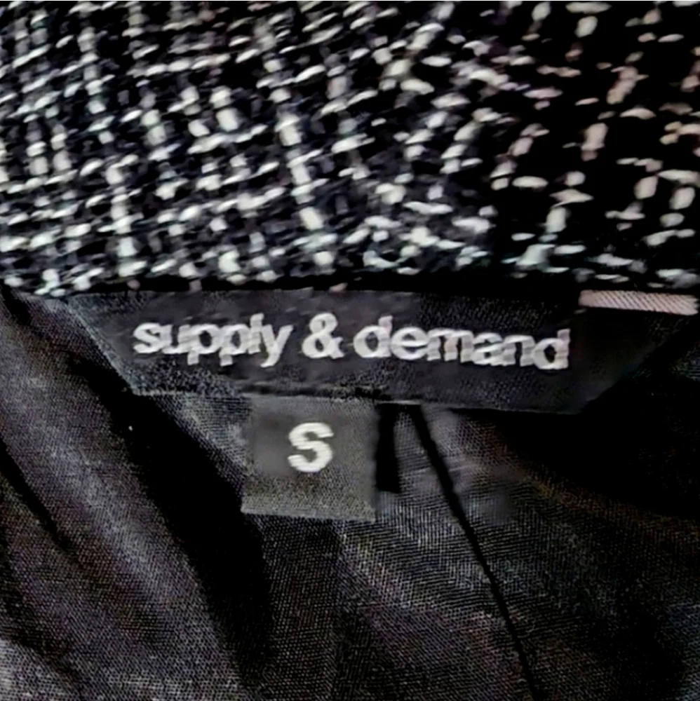 Supply & Demand Wool Blend Tweed Jacket Black Size S Frayed Edges